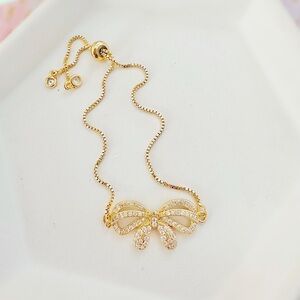 Preppy Coquette Gold Bowknot Bracelet